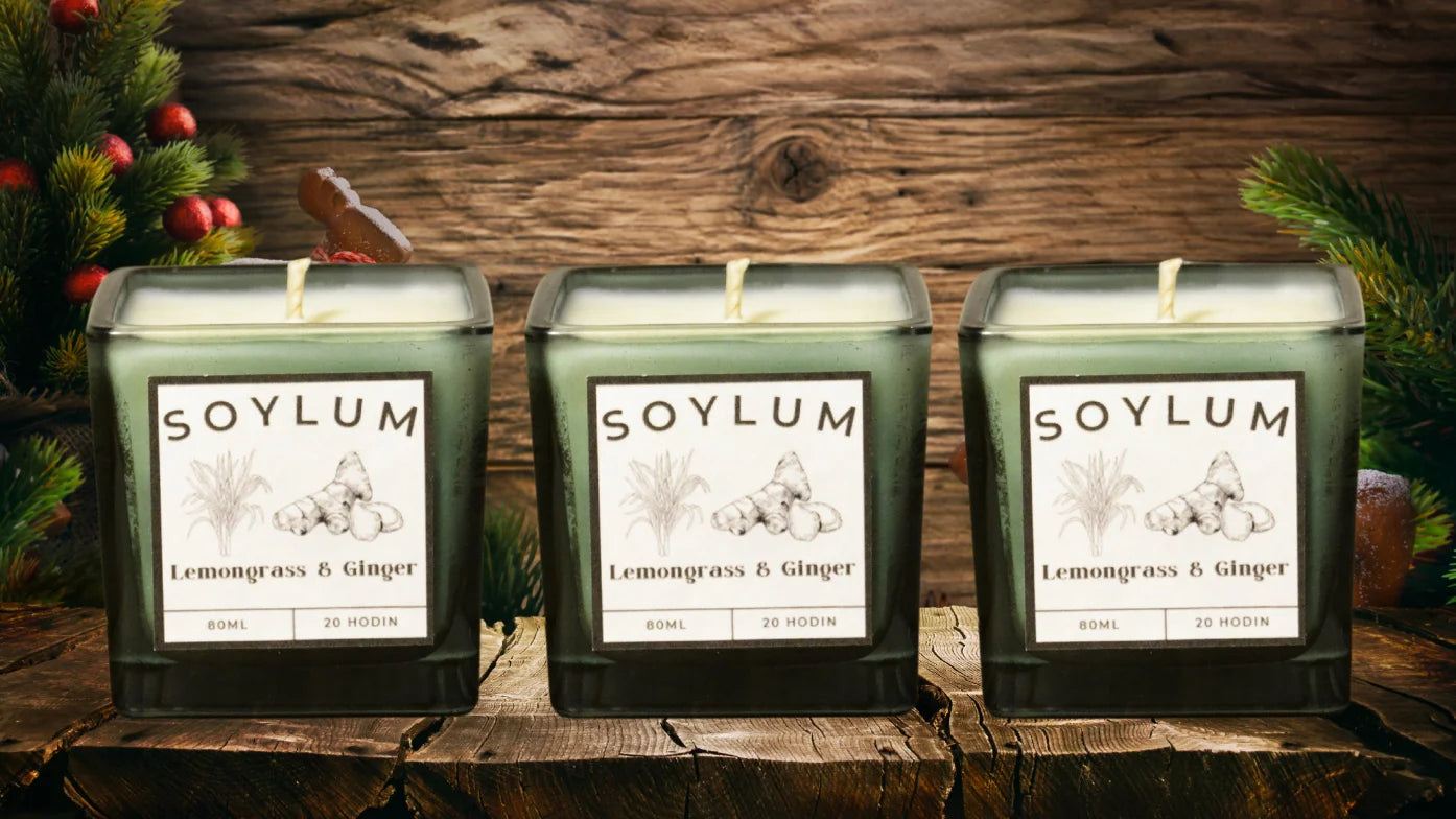 3 PACK Sójová vonná svíčka - Lemon grass & Ginger
