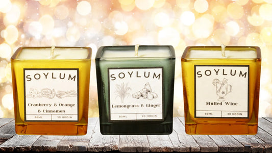 3 PACK Sójová vonná svíčka - Cranberry, Orange & Cinnamon + Lemongrass & Ginger + Mulled wine